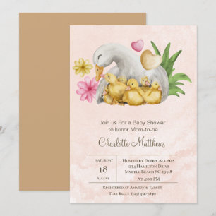Invitation Mama et bébé canard Baby shower d'animaux aquatiqu