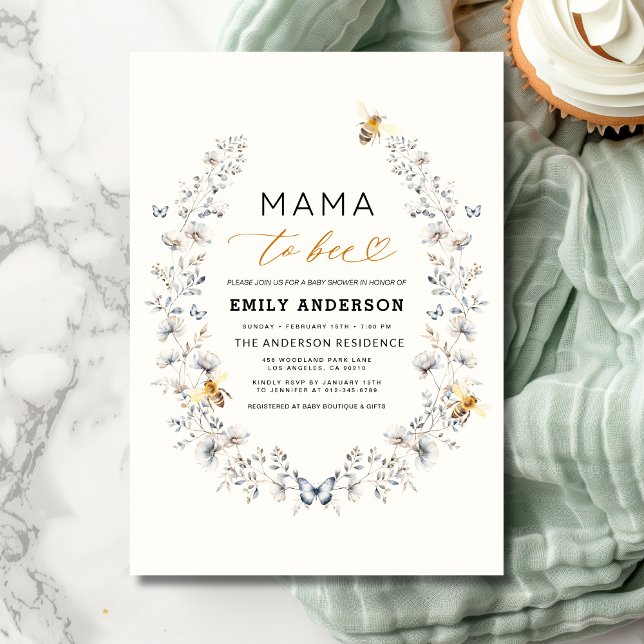 Invitation Mama sera Fleur sauvage Baby shower neutre pour le (Créateur téléchargé)