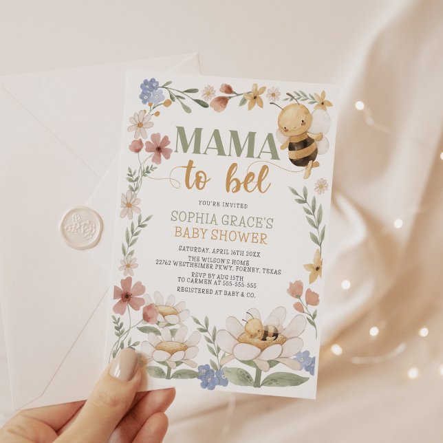 Invitation Mama to Bee Baby shower (Créateur téléchargé)