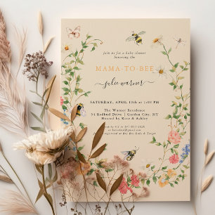 Invitation Mama to Bee Baby Shower Fleur Sauvage