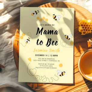 Invitation Mama to Bee Black Yellow Honey Baby shower