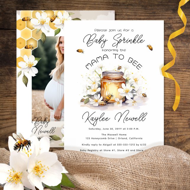 Invitation Mama to Bee Flowers Bees Honey Baby shower photo (Créateur téléchargé)