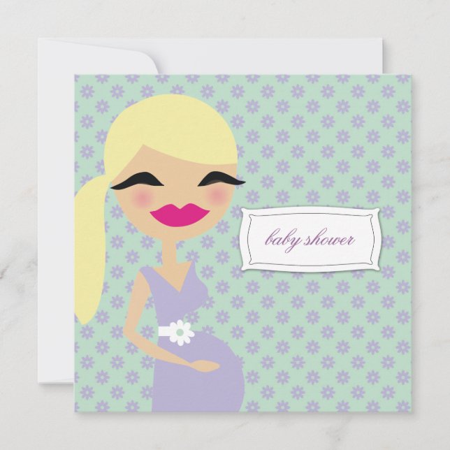 Invitation maman 311-Sweet enceinte florale - blonde (Devant)