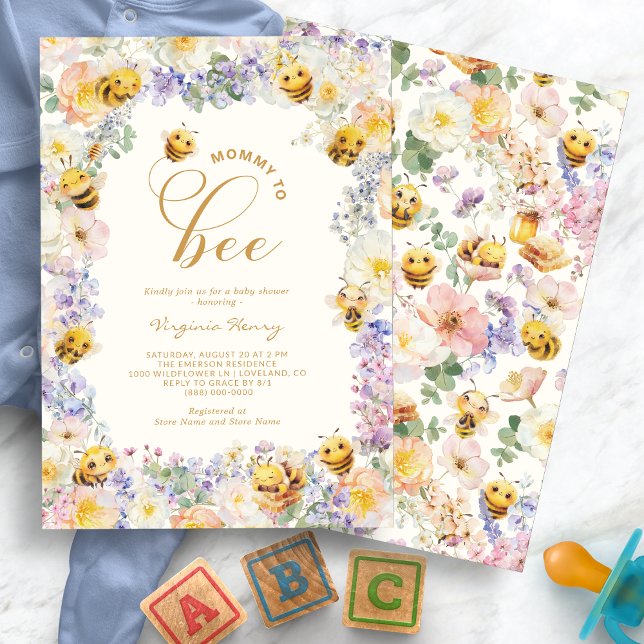 Invitation Maman À Être Baby shower (Watercolor Floral Mommy To Bee Baby Shower Invitation by Painted Paperie
)