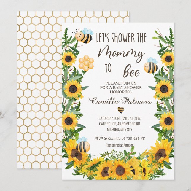 Invitation Maman À Être Baby shower (Devant / Derrière)