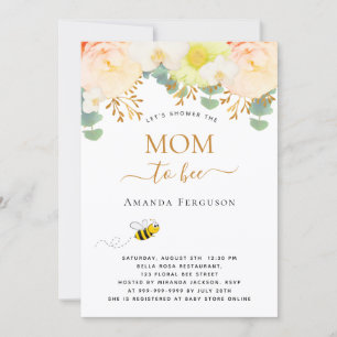 Invitation Maman à être floral mignon rose pâle fille Baby sh