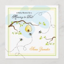 Maman à l'invitation de baby shower d'abeille
