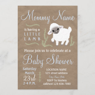 Invitation Maman a un petit agneau !invitation Baby shower