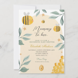 Invitation Maman abeille Baby Shower aquarelle pour bébé miel