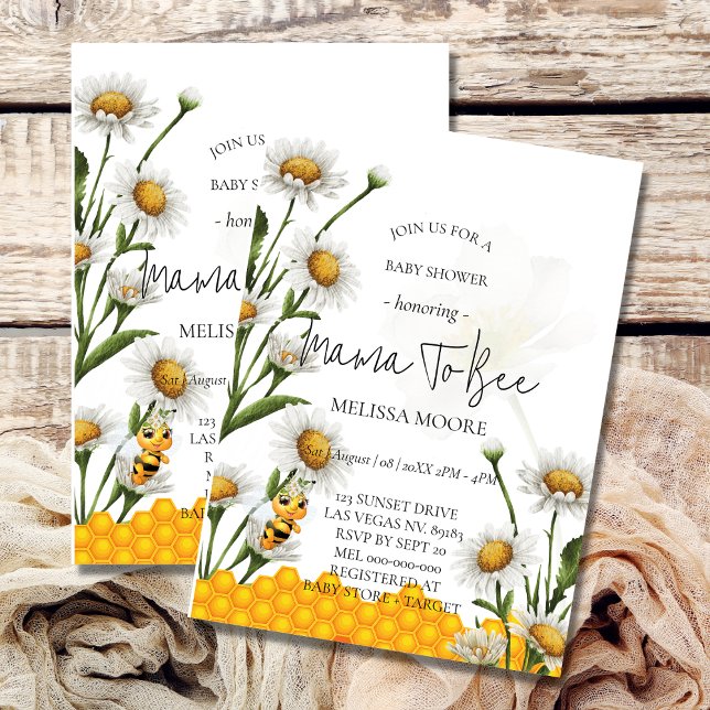 Invitation Maman abeille bourdon fleur de marguerite (Créateur téléchargé)