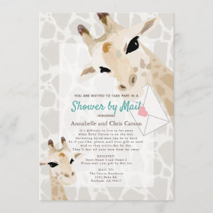 Invitation Maman & Baby Giraffe Baby shower Aquarelle par cou