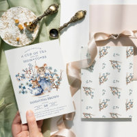 Maman & Baby Souris Fleur sauvage bleu Baby shower