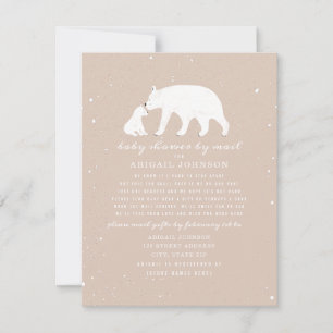 Invitation Maman + Bébé Polar Ours Baby shower rose Par Mail