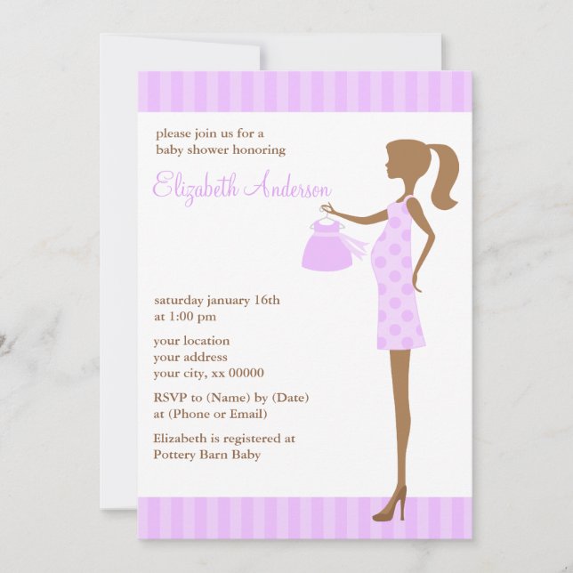 Invitation Maman chic lilas à être baby shower (Devant)