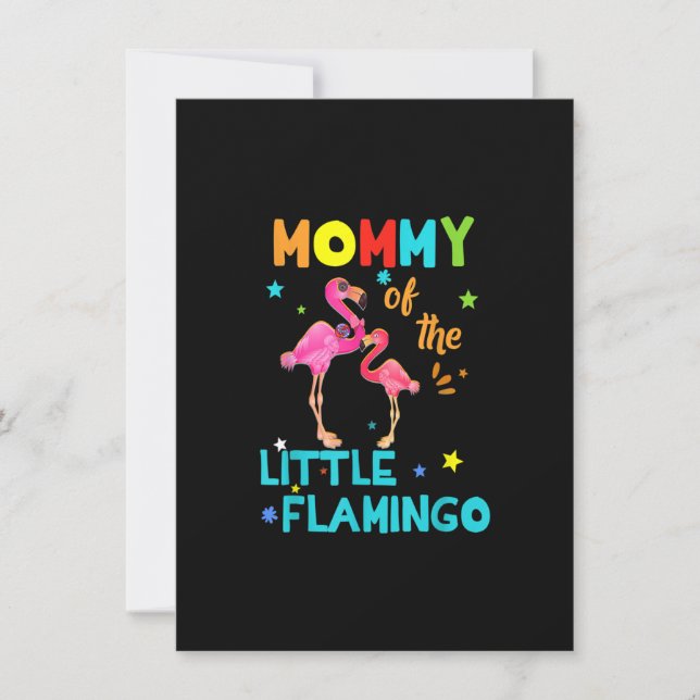Invitation Maman De Petit Flamant rose Anniversaire Famille C (Devant)