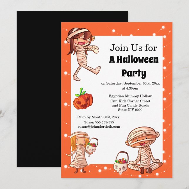 Invitation Maman égyptienne monstres de dessins animés mignon (Devant / Derrière)