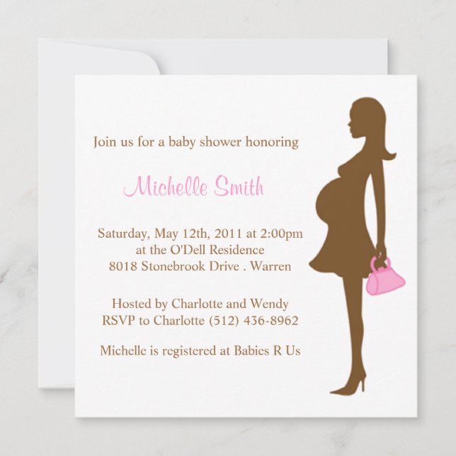 Invitation maman élégante à être ; baby shower (Devant)