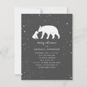 Invitation Maman et bébé Polar Ours Baby shower gris foncé