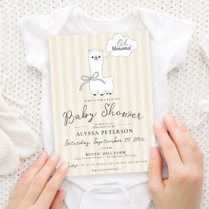 Invitation Maman Lama Drôle Oh Mignonne Crème Bébé Shower