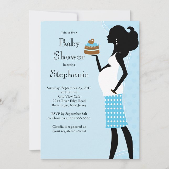 Invitation Maman moderne à être baby shower de garçon (Devant)