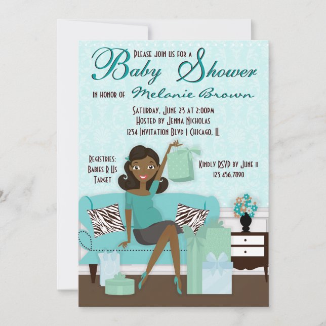 Invitation Maman moderne chic avec l'invitation de baby (Devant)