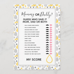 Invitation maman ou papa connaissent le jeu du baby shower de