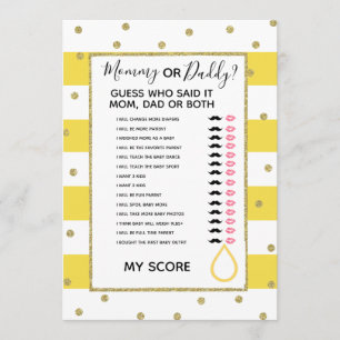 Invitation maman ou papa connaissent le jeu du baby shower de