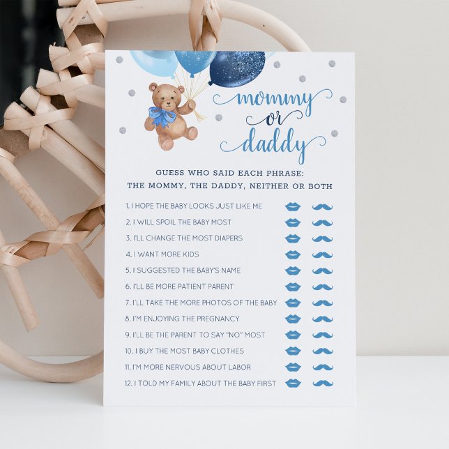 Invitation Maman ou papa Jeu Baby shower Teddy Bear Card (Créateur téléchargé)