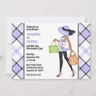 Invitation Maman-to-Be (peau foncée) Baby shower à plaid viol