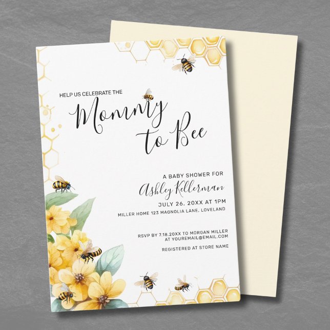 Invitation Maman to BEE Baby shower (BEE Baby Shower Invitation)