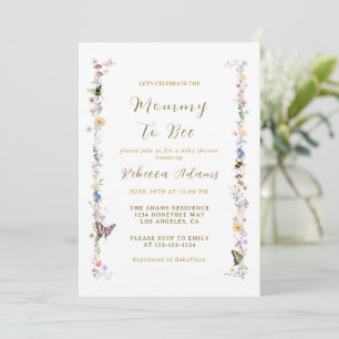 Invitation Maman to Bee Baby shower Fleur sauvage
