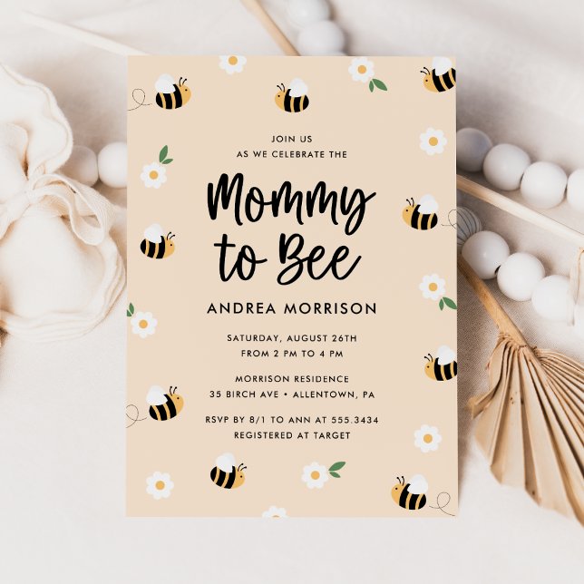 Invitation Maman to Bee Bumblebee Baby shower floral (Créateur téléchargé)