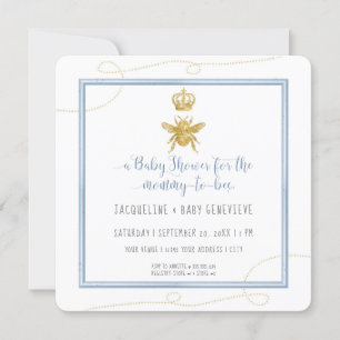 Invitation Maman to Bee Gold Parties scintillant Blue Boy Bab