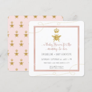 Invitation Maman to Bee Gold Parties scintillant Rose Girl Ba
