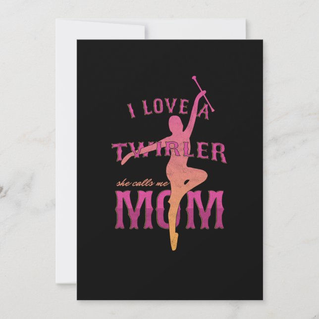 Invitation Maman Twirleuse Fière Mère Majorette J'Aime Une  (Devant)