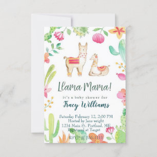 Invitation Mamma mignonne et llama bébé
