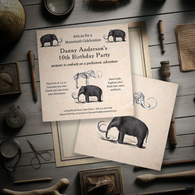 Invitation Mammoth laineux Bon temps Garçons fête d'anniversa (Créateur téléchargé)