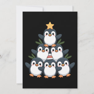 Invitation Manchot de Noël Arbre Étoile Chapeau de Père Noël 