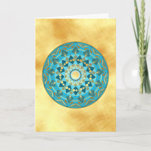 Invitation Mandala bleu or sur fond doré