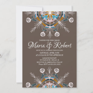 Invitation Mandala bohème coloré Mariage marron boho