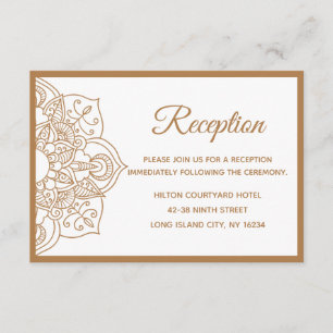 Invitation Mandala  Brun Boho Indien Moderne Mariage Vintage