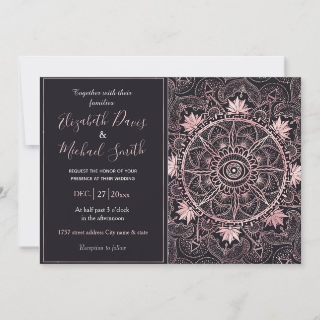 Invitation Mandala de l'oeil rose noir (Devant)