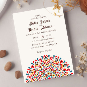 Invitation Mandala de mariage en terracotta brûlée rustique