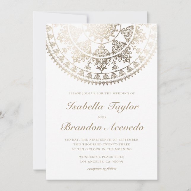 Invitation Mandala élégant de feuille d'or d'invitations de (Devant)