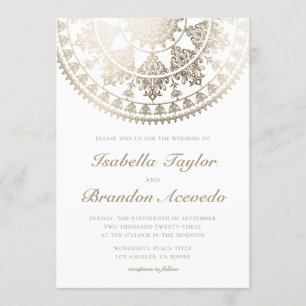 Invitation Mandala élégant de feuille d'or d'invitations de