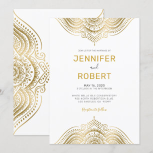 Invitation Mandala en dentelle de paisley doré
