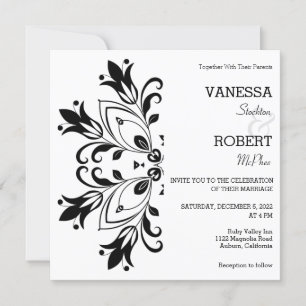 Invitation Mandala Floral Noir