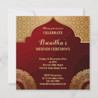 Mandala indienne motif rouge et or