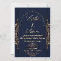 Invitation Mandala Navy et Or