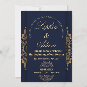 Invitation Mandala Navy et Or